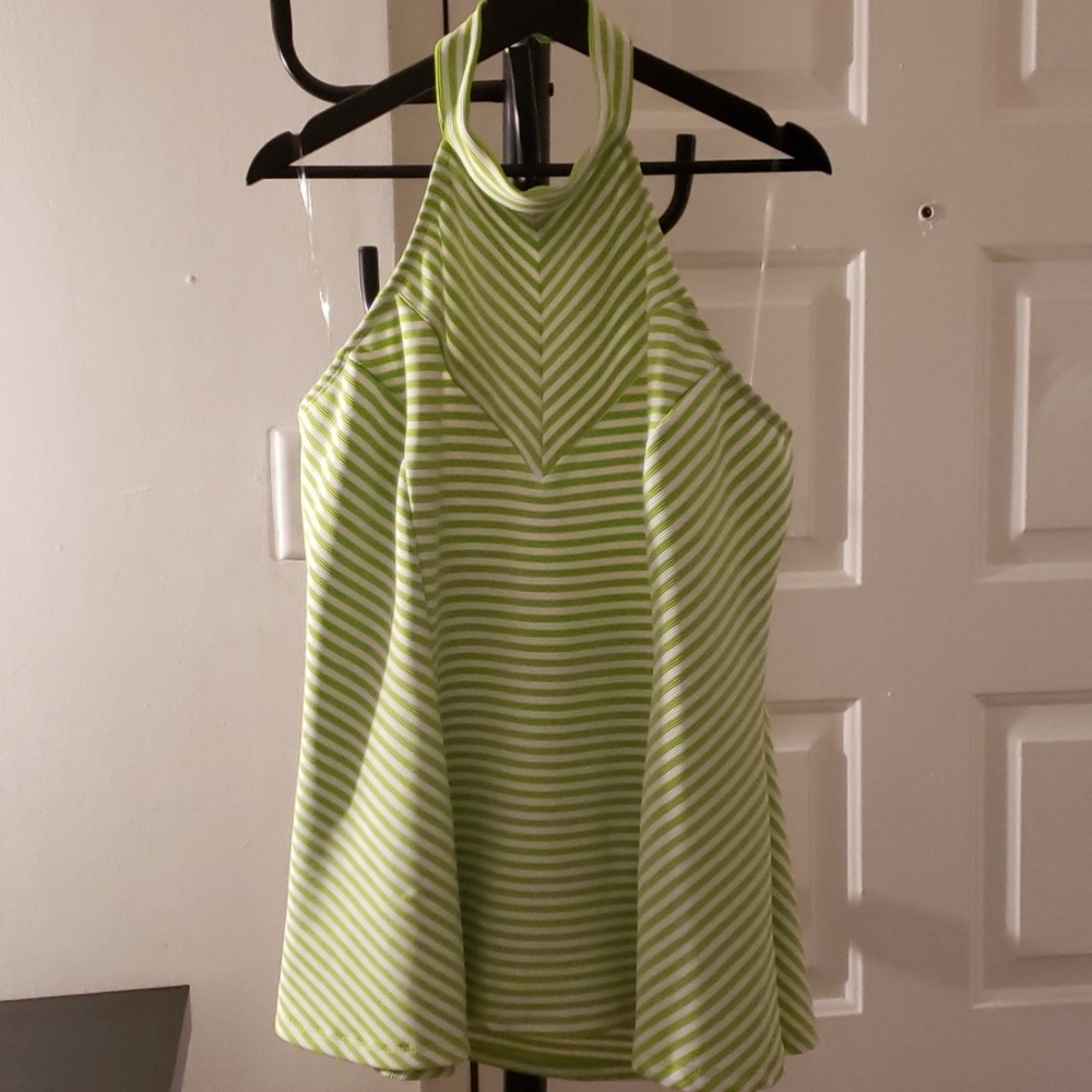 Lime and white halter top